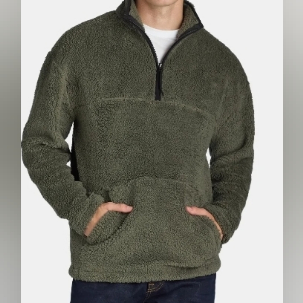 Nwt mens size small green sherpa pull over #4 - Picture 4 of 4